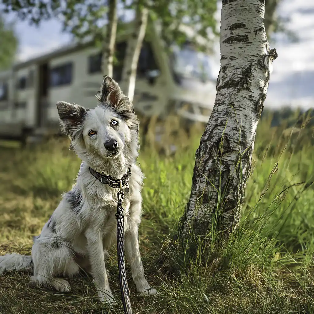 Pet-friendly RV park in Oklahoma with open grassy space.